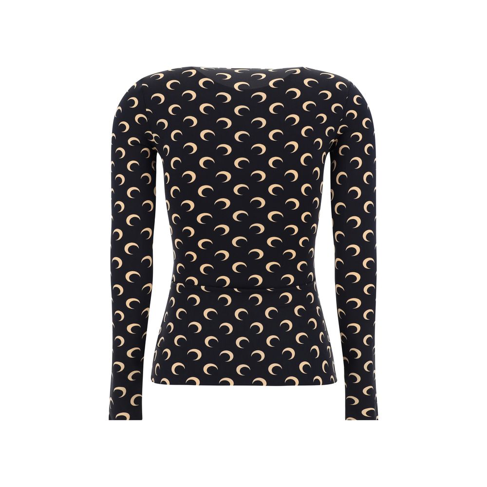 Marine Serre Black Polyamide Long Sleeve T-Shirt