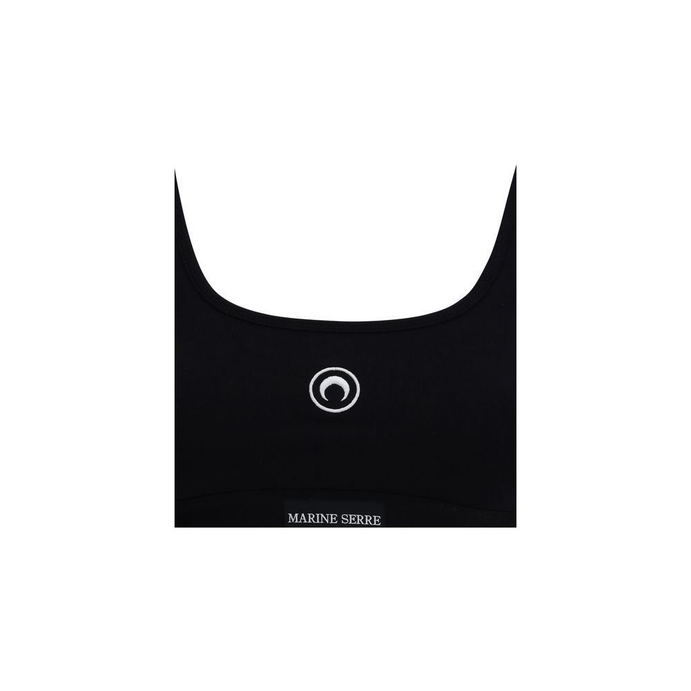 Marine Serre Black Cotton Sport Bra