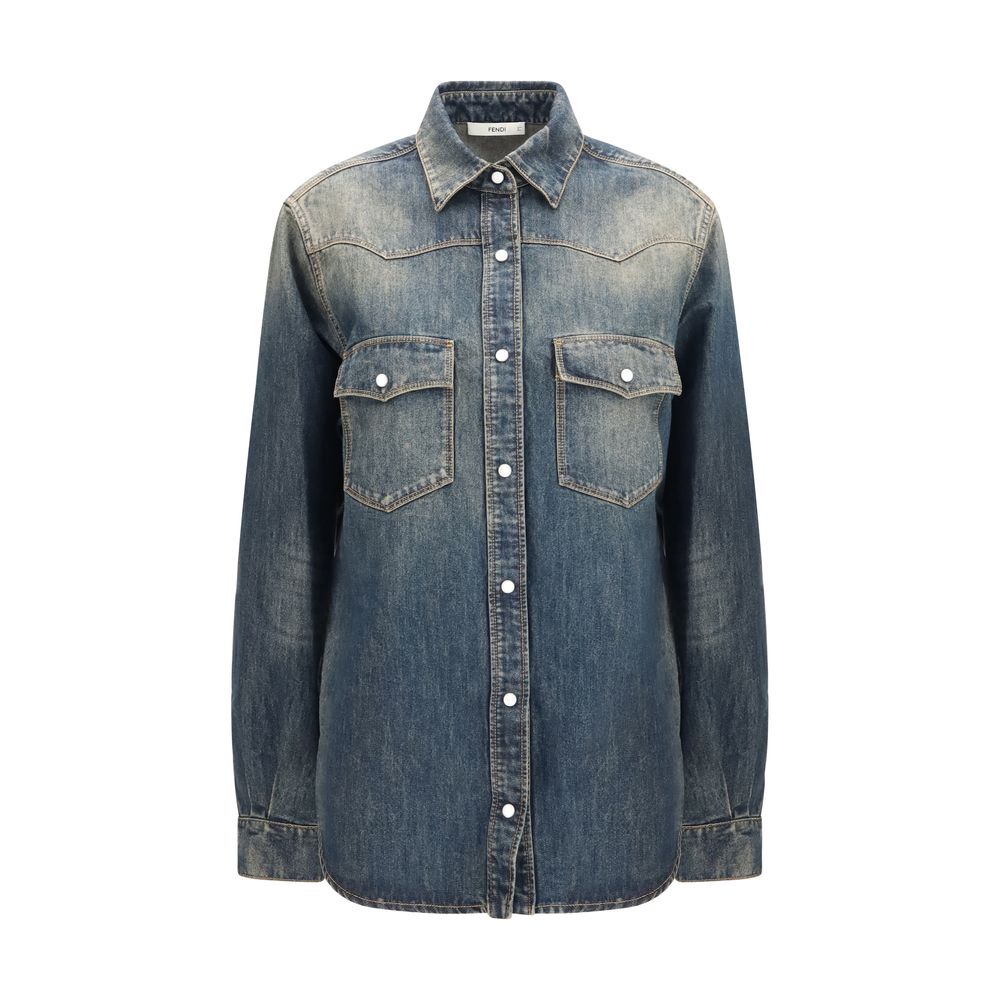 Fendi Blue Denim Shirt