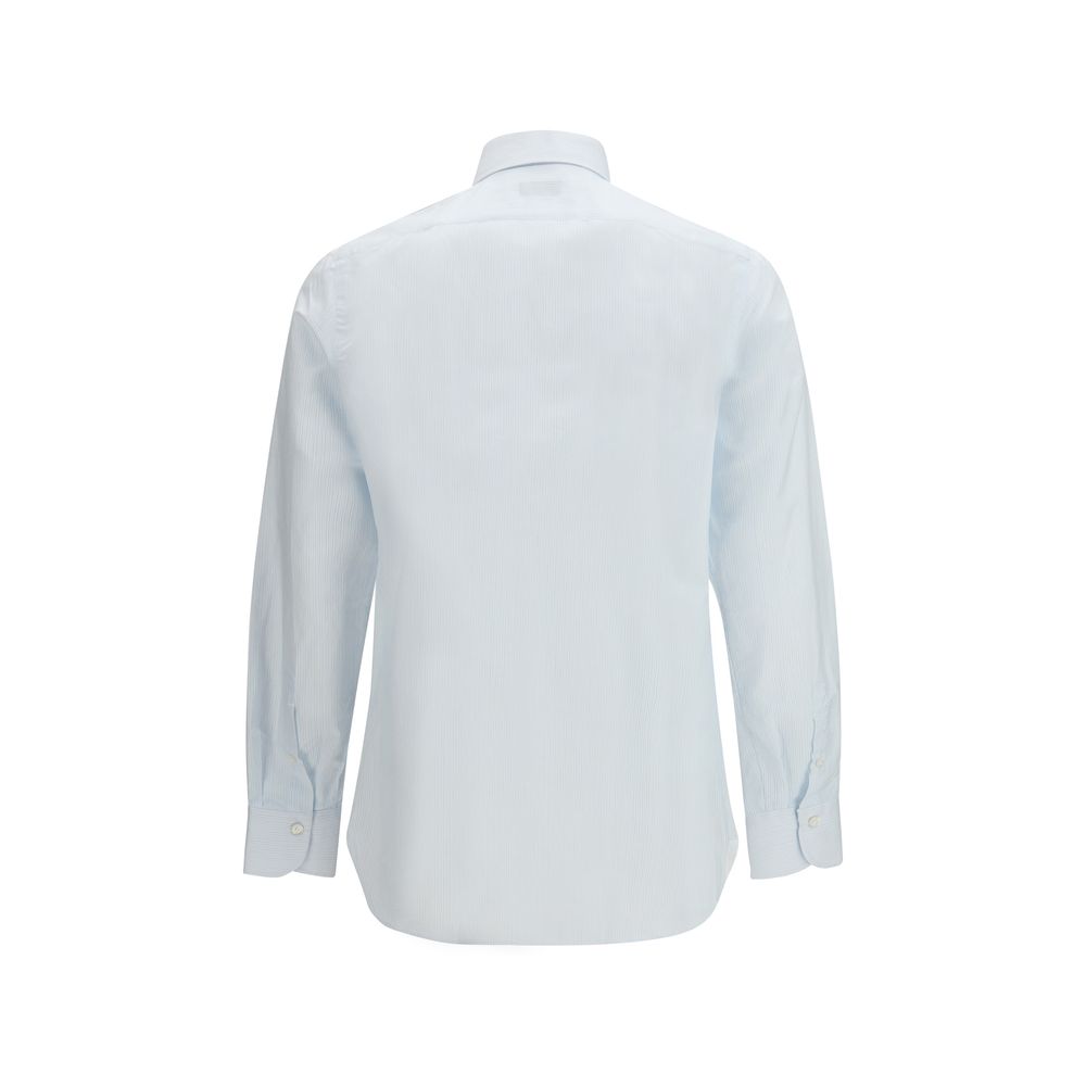 Finamore Blue Cotton Pattern Shirt