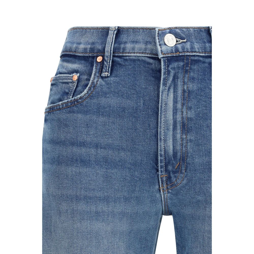 Mother Denim Blue Cotton Flared Jeans