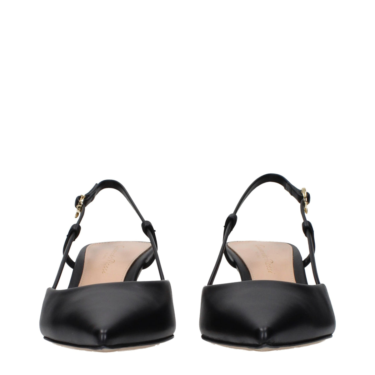 Gianvito Rossi Black Leather Mid Heel Pumps