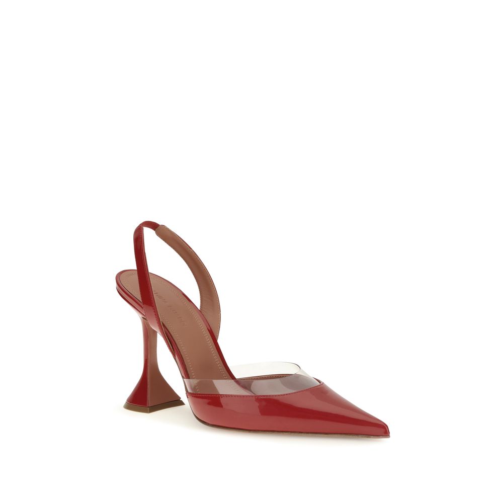 Amina Muaddi Red Goatskin High Heel Pumps