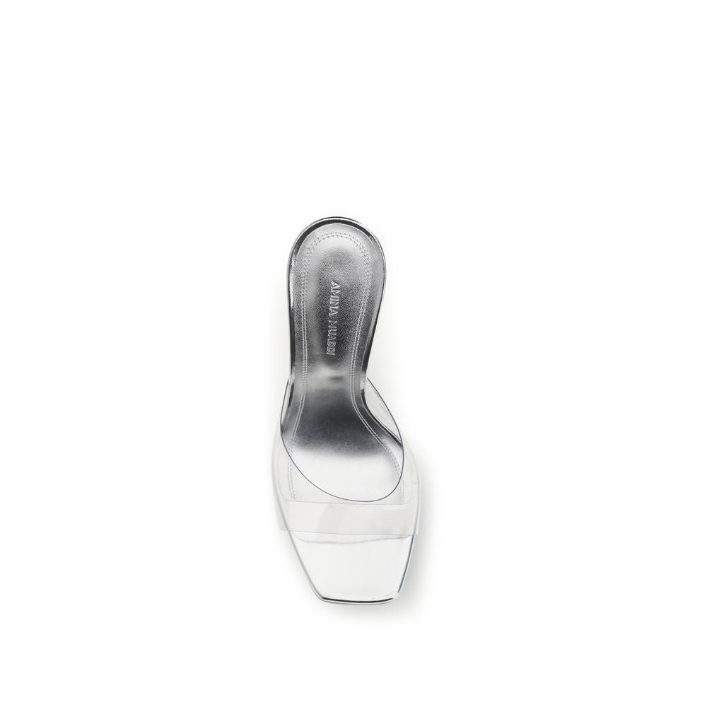 Amina Muaddi Silver Pvc Platform Sandals