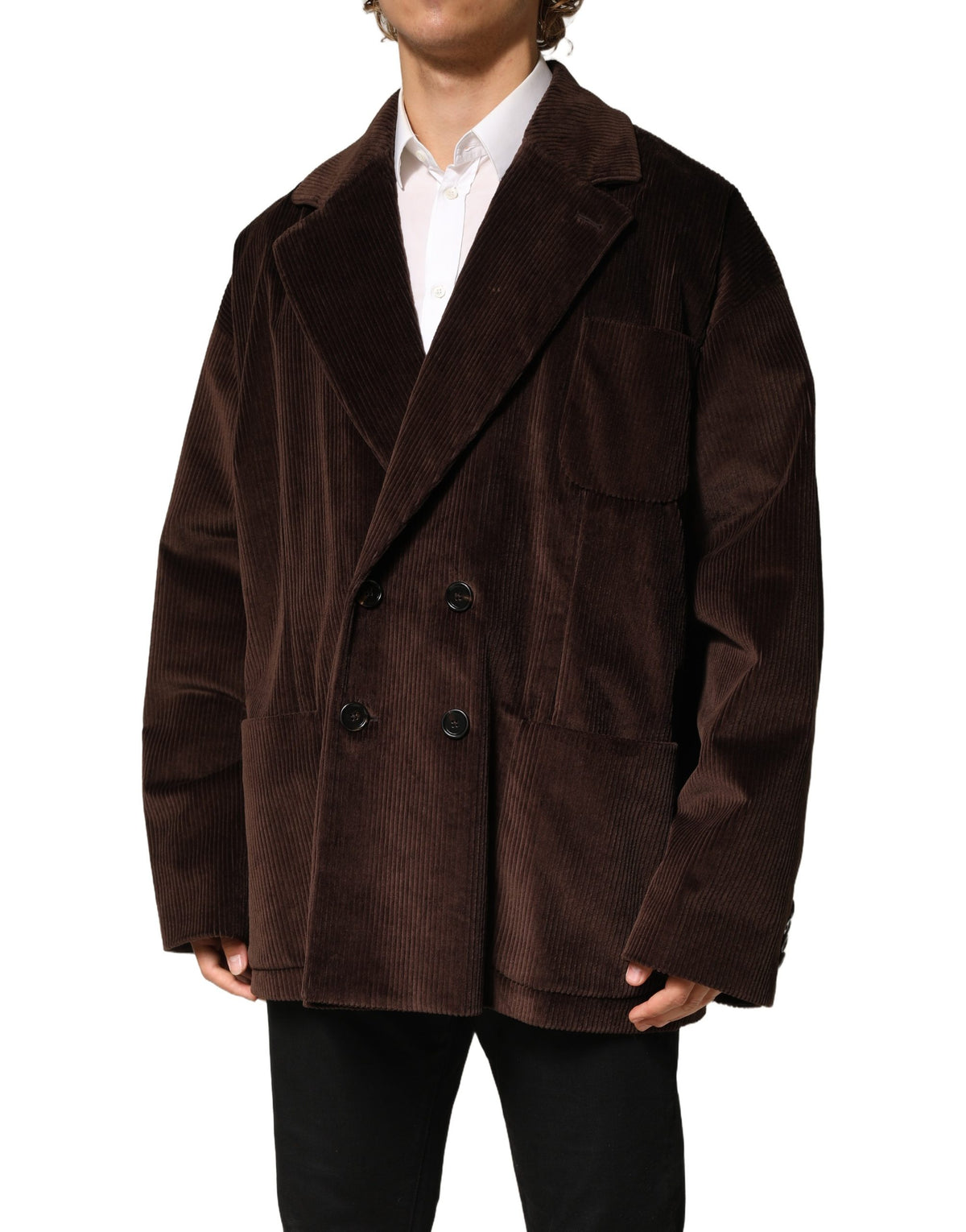 Dolce & Gabbana Brown Double Breasted Corduroy Blazer Jacket