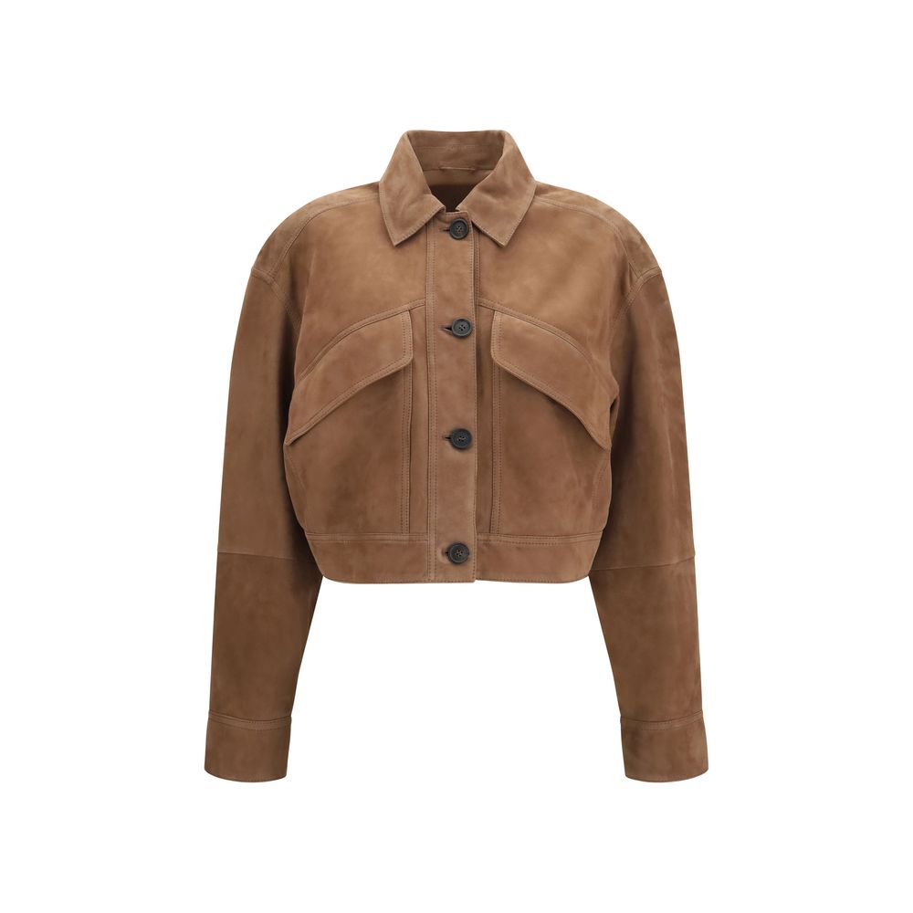 Brunello Cucinelli Brown Calf Leather Bos Taurus Leather Jacket