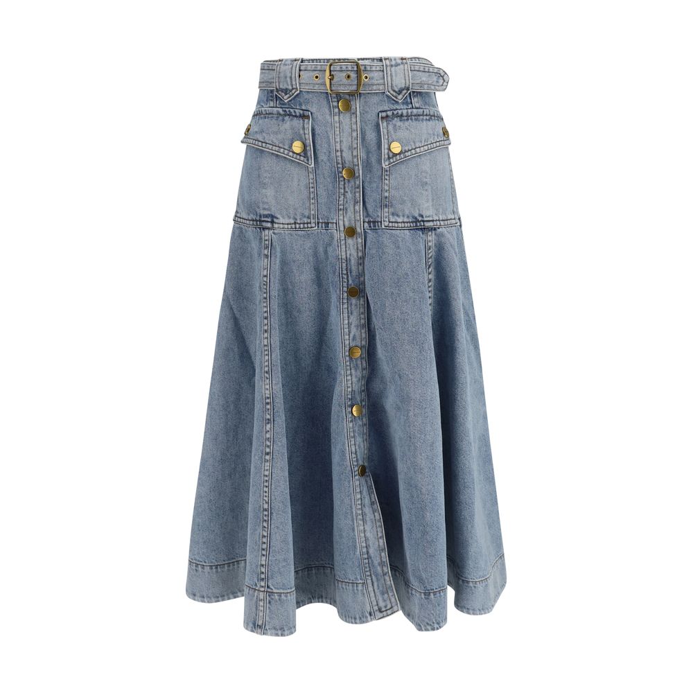Zimmermann Blue Cotton Midi Skirt