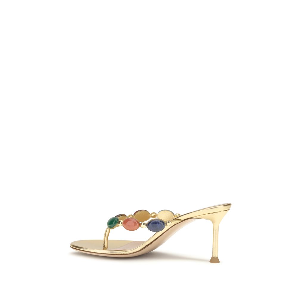 Gianvito Rossi Gold Suede Leather Stiletto Heel Sandals