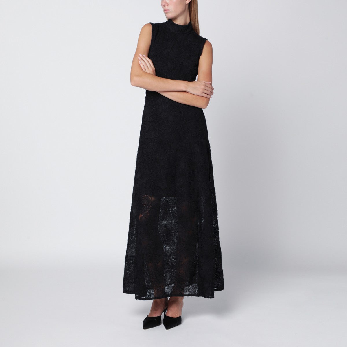 ROTATE Birger Christensen ROTATE Birger Christensen Black long floral dress