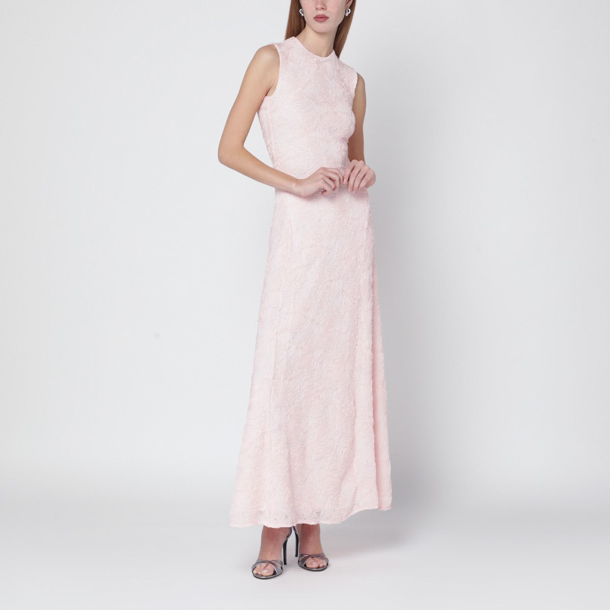 ROTATE Birger Christensen ROTATE Birger Christensen Long pink mesh dress