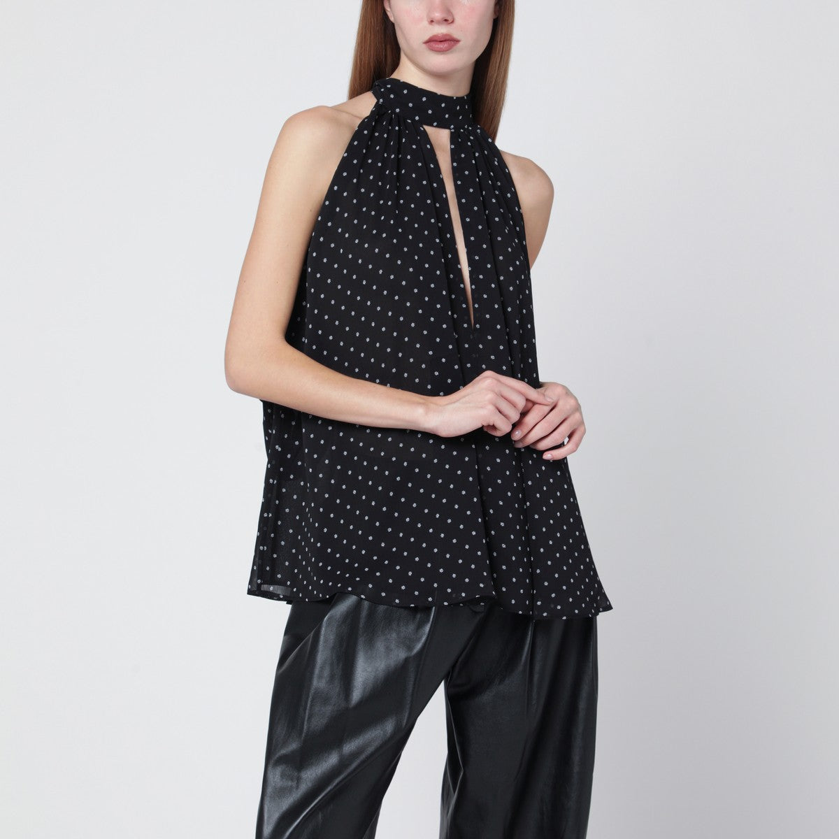 ROTATE Birger Christensen ROTATE Birger Christensen Polka-dot blouse with integrated scarf