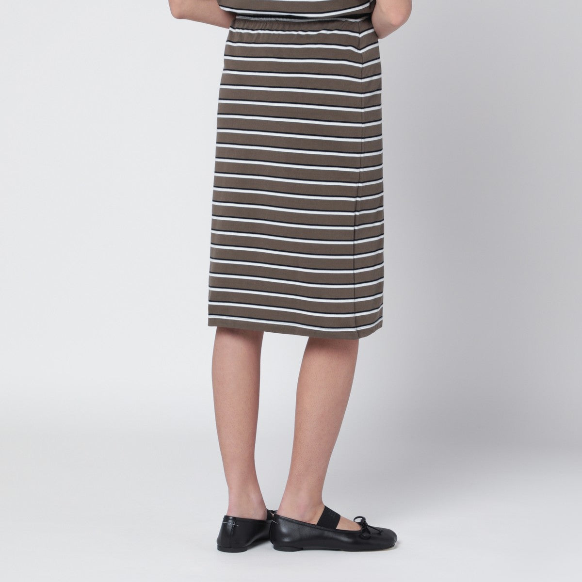 ROTATE Birger Christensen ROTATE Birger Christensen Brown striped cotton-jersey pencil skirt