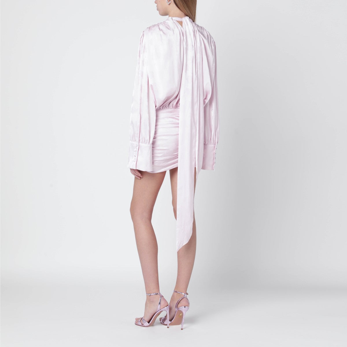 ROTATE Birger Christensen ROTATE Birger Christensen Pink mini dress with floral jacquard pattern