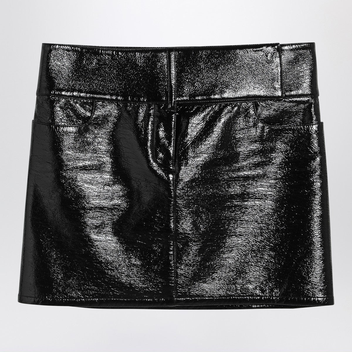 Courreges Courreges Courrèges Black Belted Vinyl Mini Skirt