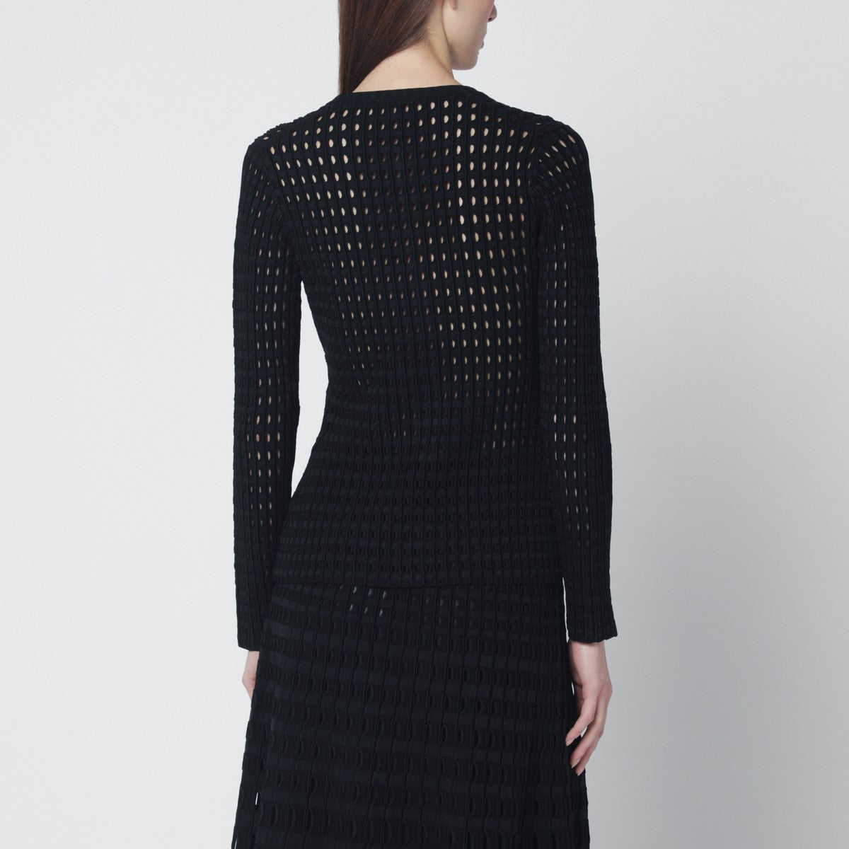 SIMKHAI SIMKHAI Mabel black openwork knit cardigan