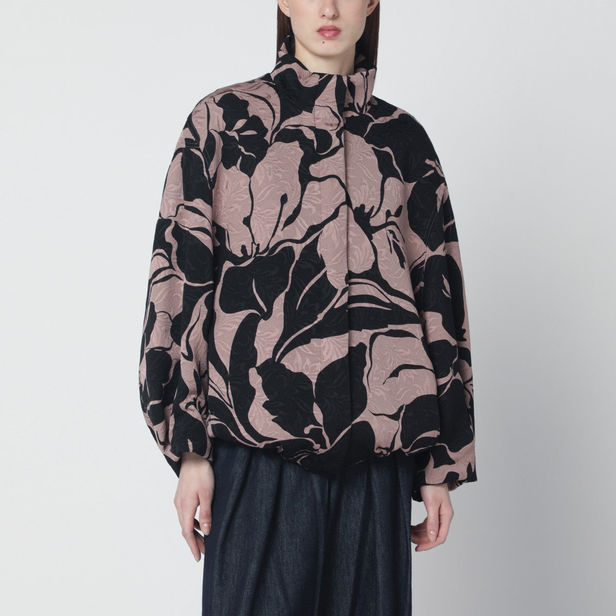 Dries Van Noten Dries Van Noten Black jacket with floral jacquard texture