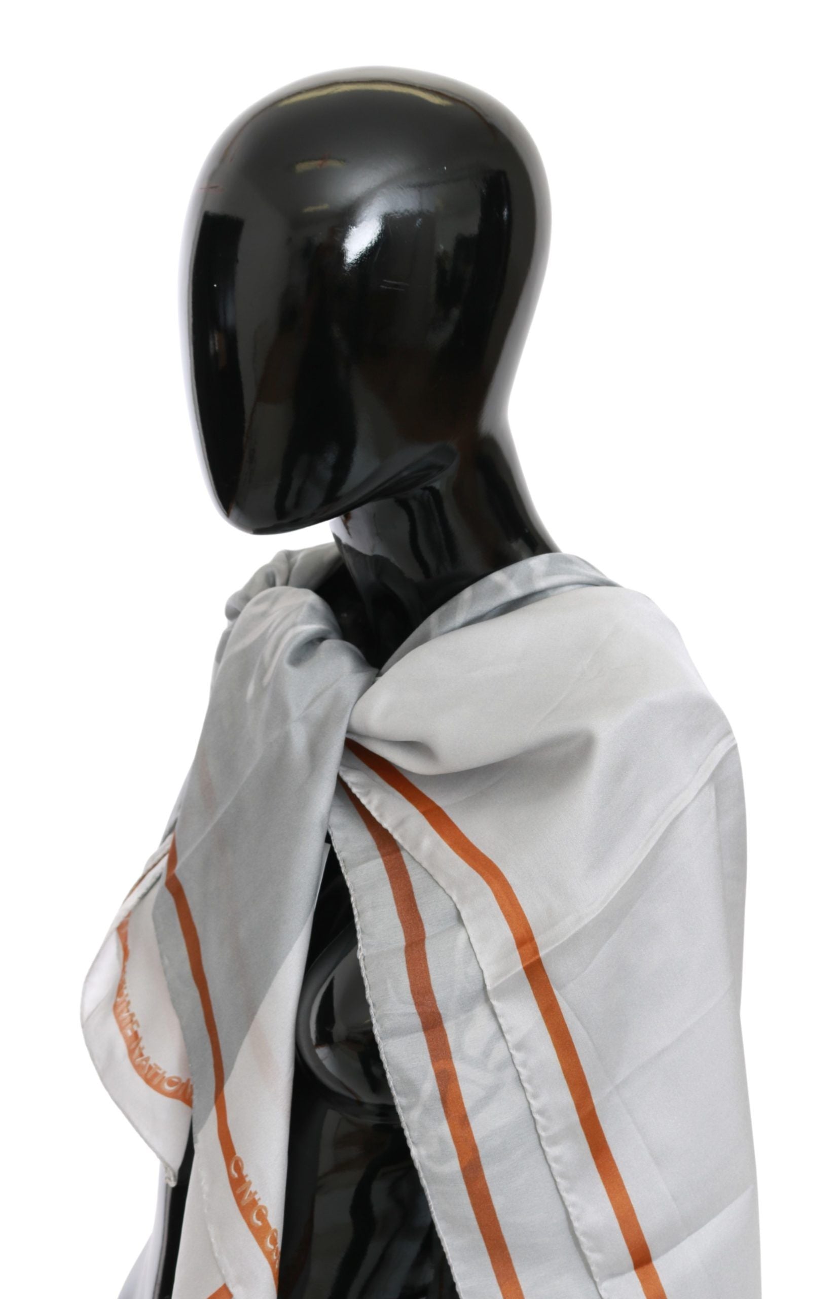 شال حرير رمادي أحمر وطني، وشاح ملفوف