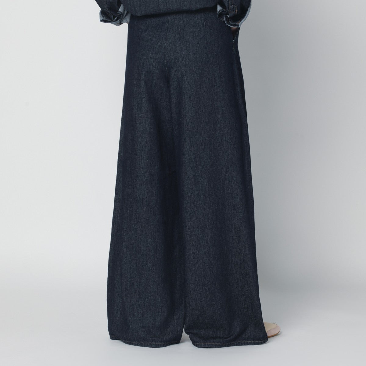 Dries Van Noten Dries Van Noten Indigo denim wide-leg trousers with pleats