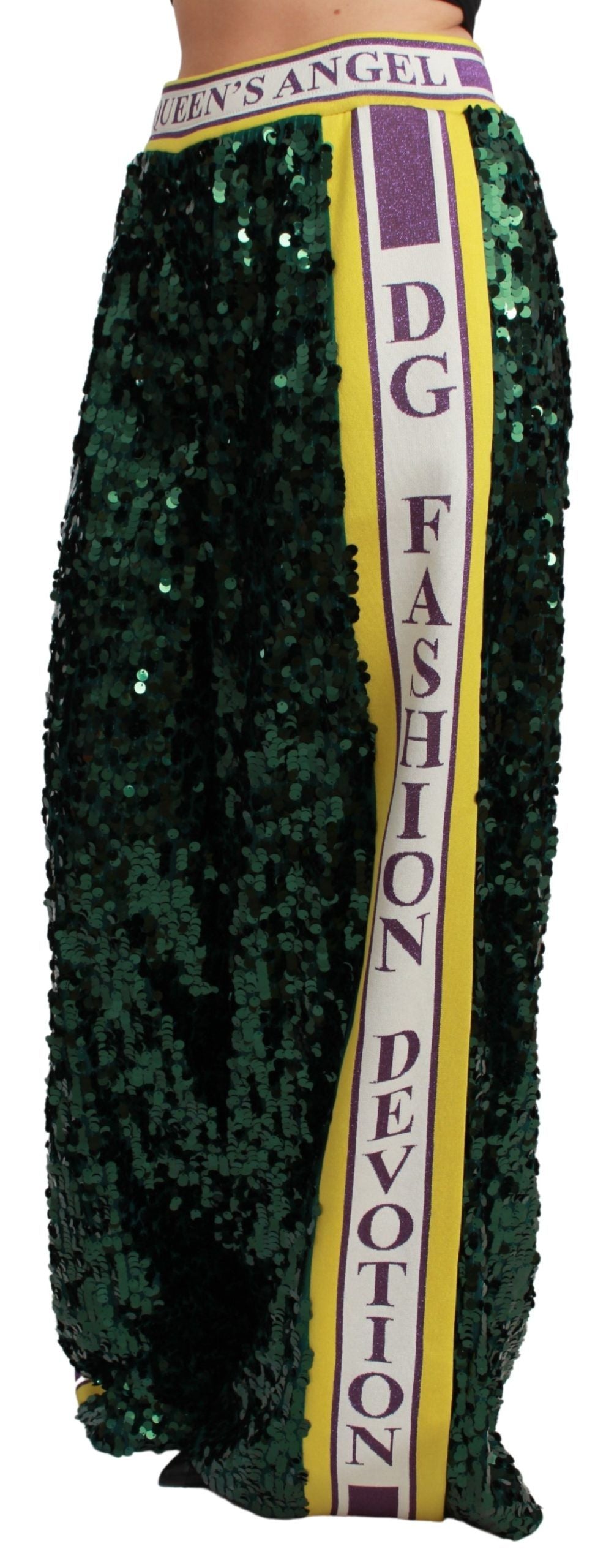 بنطلون دولتشي آند غابانا الأخضر المزين بالترتر من كوينز أنجل