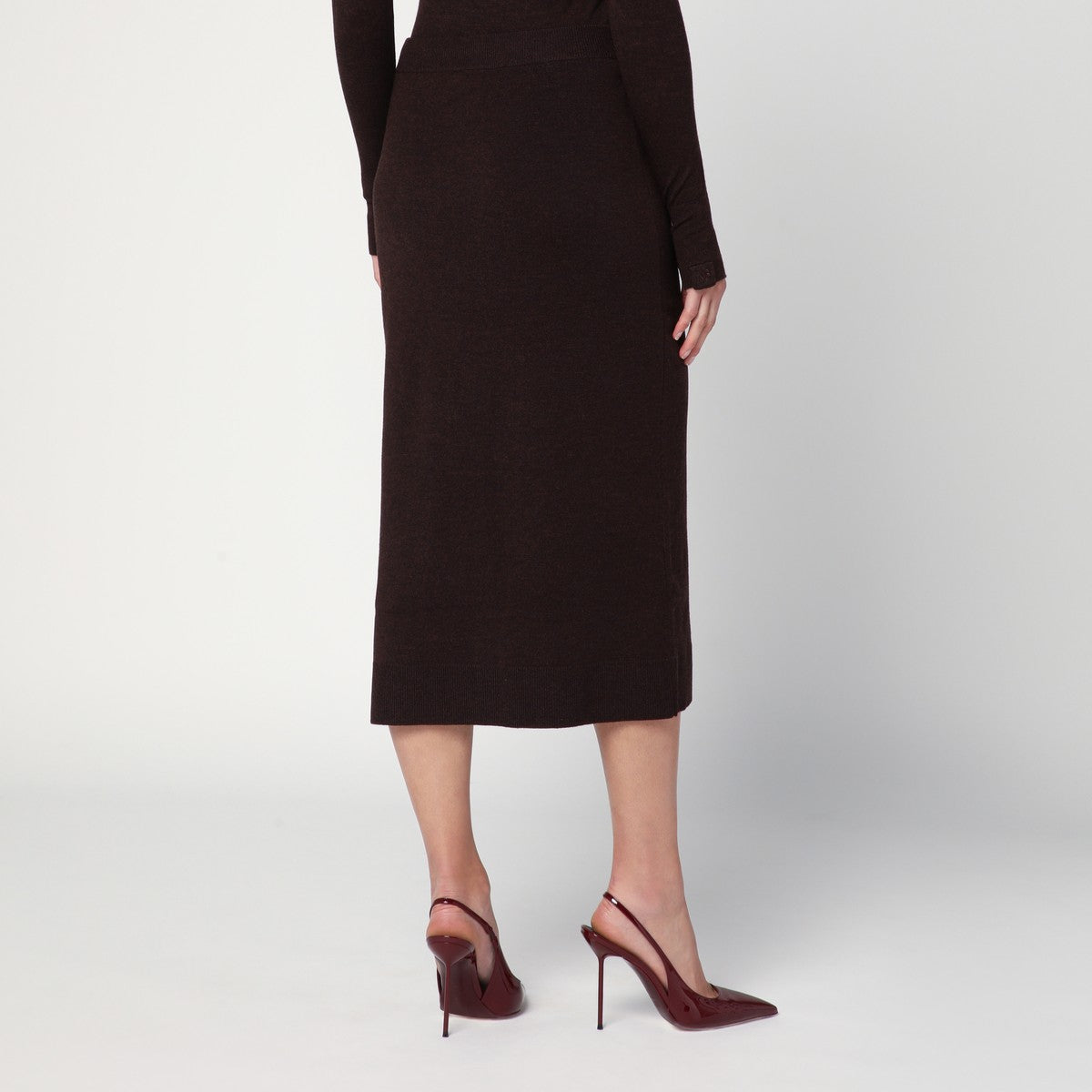 Victoria Beckham Victoria Beckham Brown midi skirt in wool blend