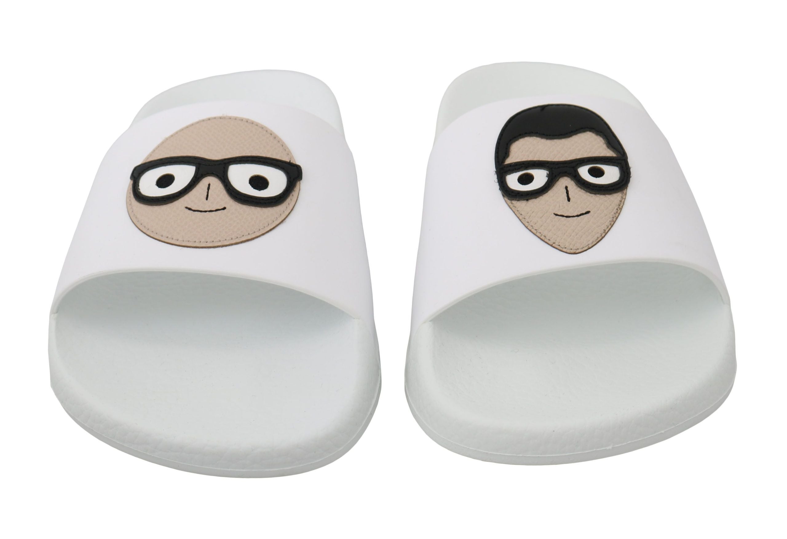 حذاء دولتشي آند غابانا الجلدي الأبيض #dgfamily Slides Sandals
