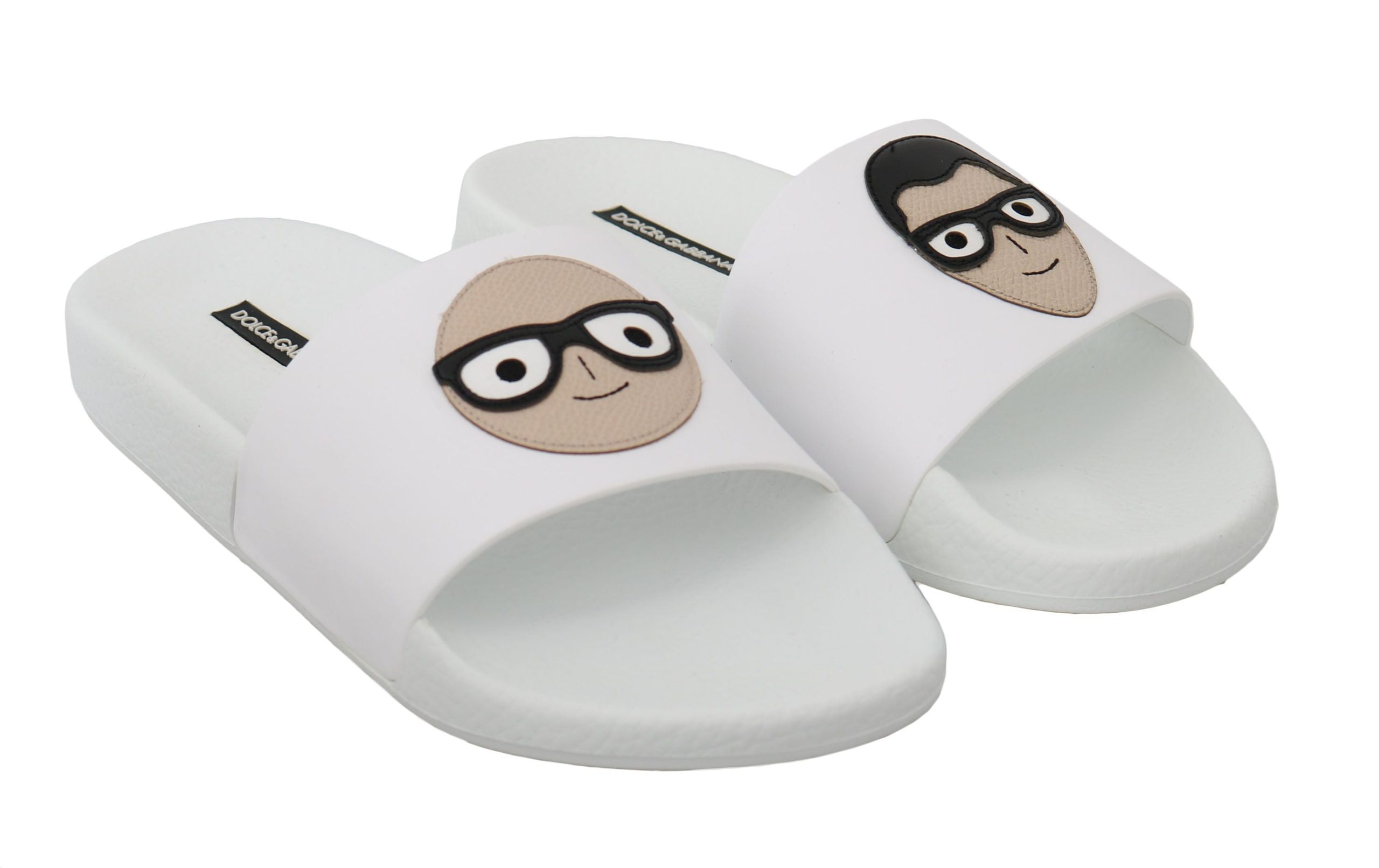 حذاء دولتشي آند غابانا الجلدي الأبيض #dgfamily Slides Sandals