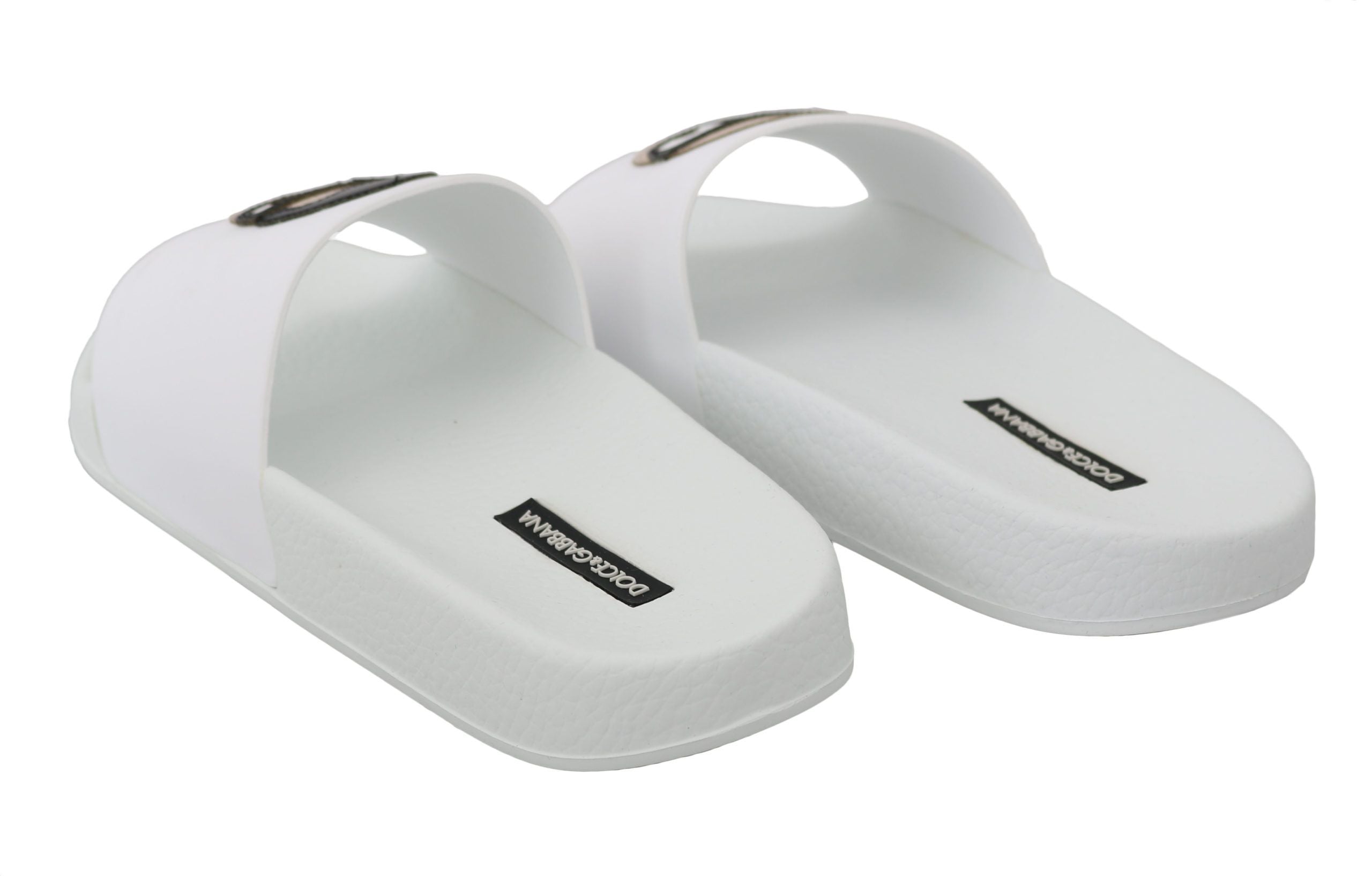 حذاء دولتشي آند غابانا الجلدي الأبيض #dgfamily Slides Sandals