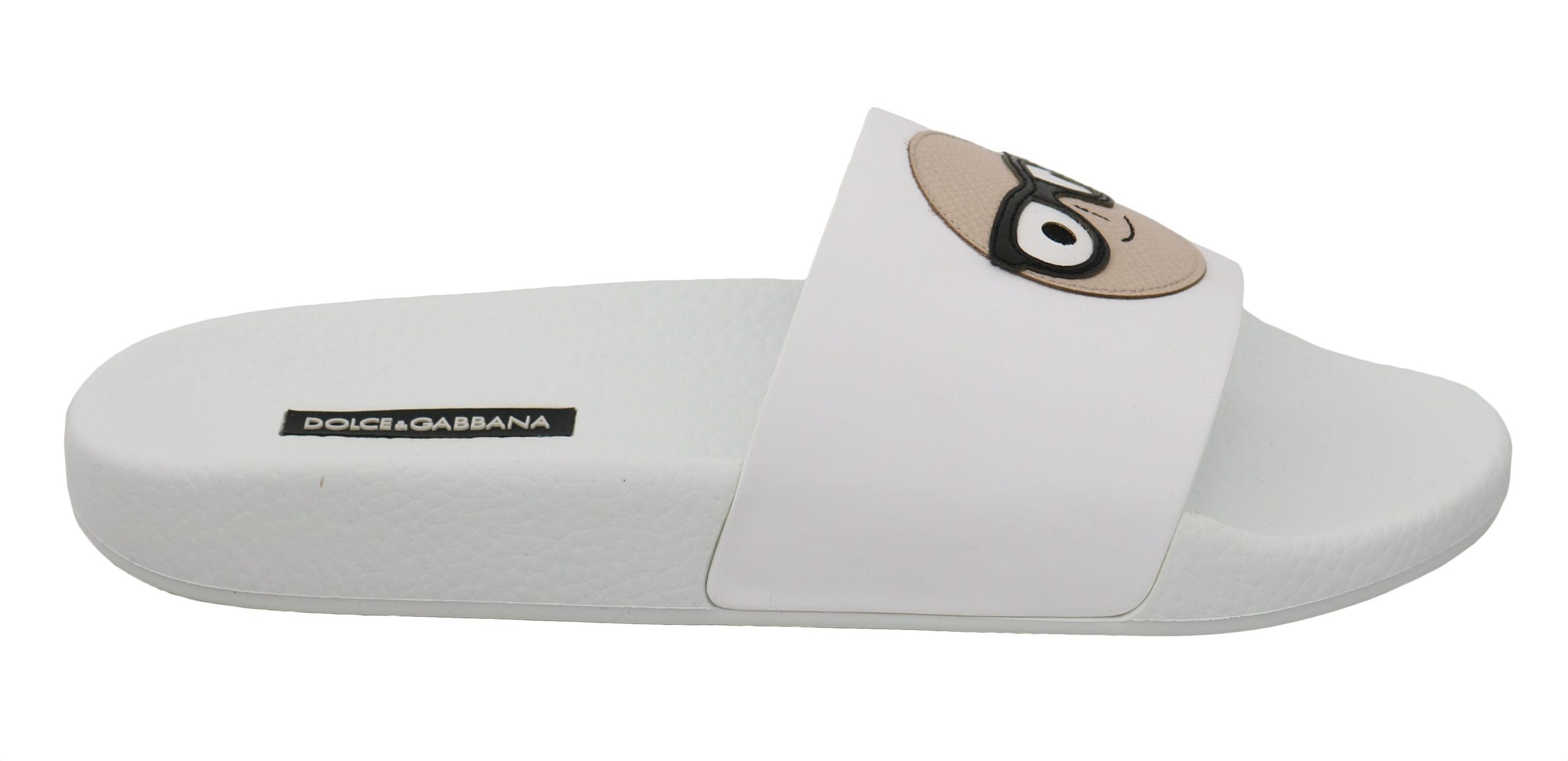 حذاء دولتشي آند غابانا الجلدي الأبيض #dgfamily Slides Sandals