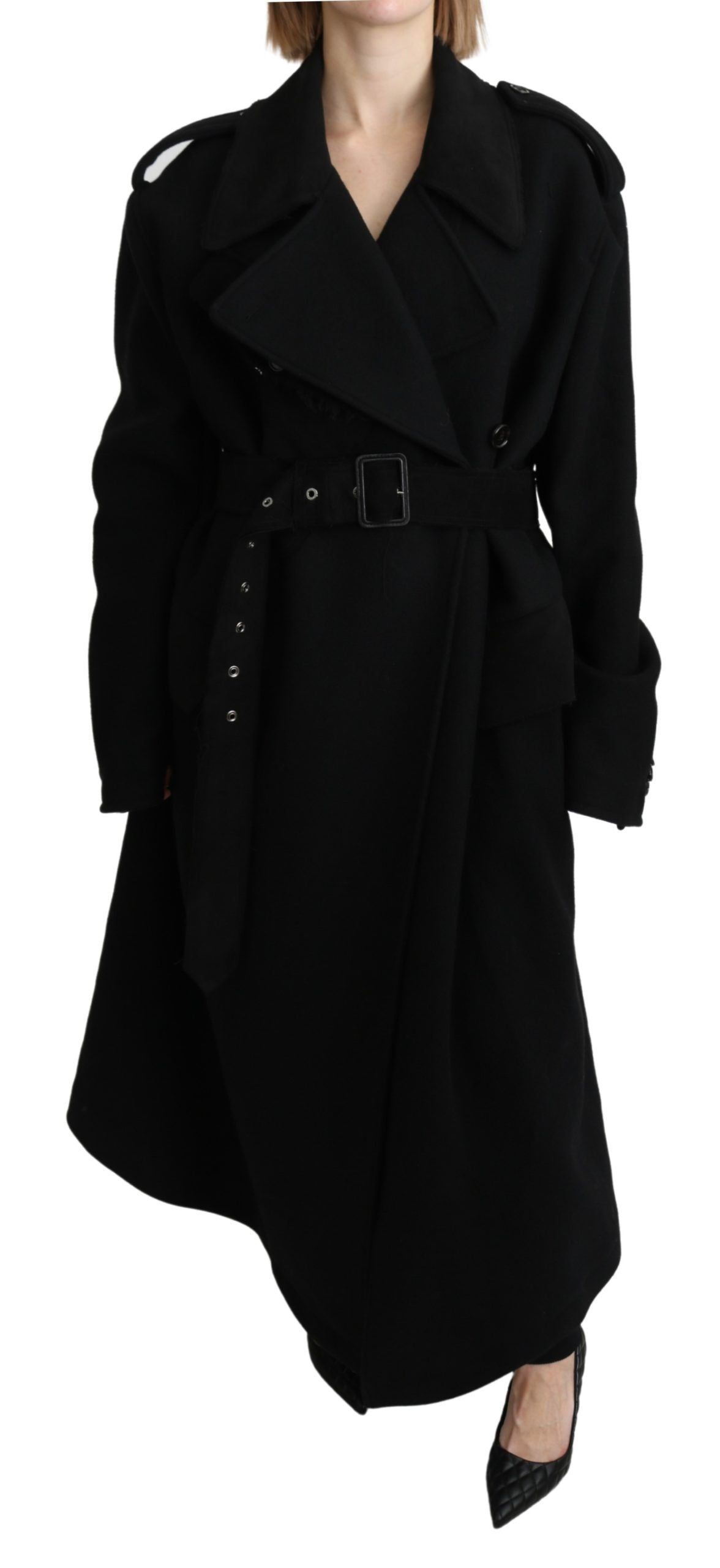 Dolce & Gabbana Virgin Wool Black Blazer Trenchcoat Jacket - Luxe Marca