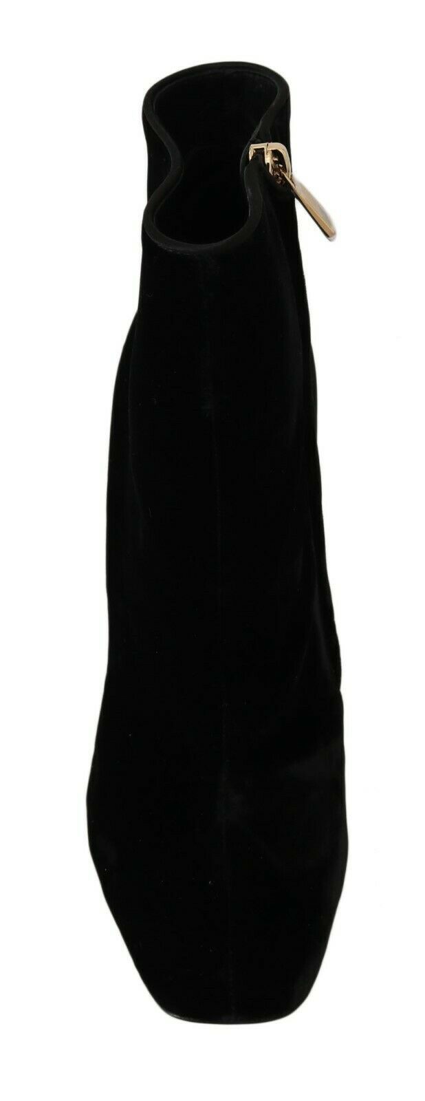 حذاء دولتشي آند غابانا أسود مخملي كريستالي بكعب مربع