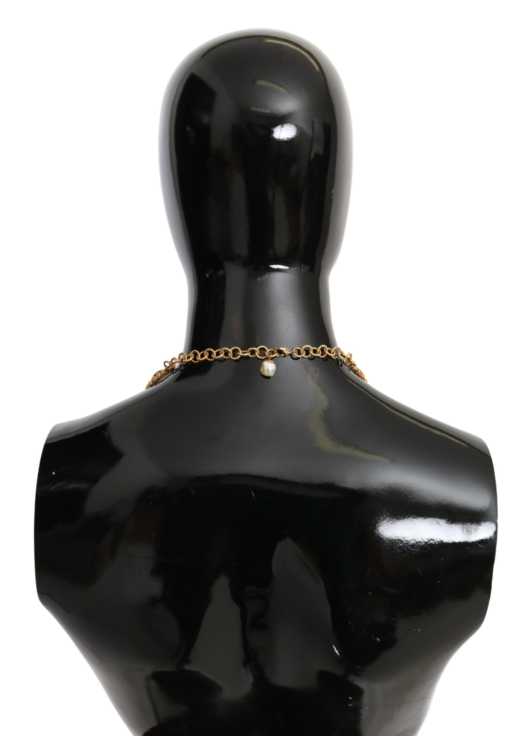 قلادة دولتشي آند غابانا من الذهب والنحاس الأصفر بسلسلة زهور من الكريستال الأحمر والأرجواني