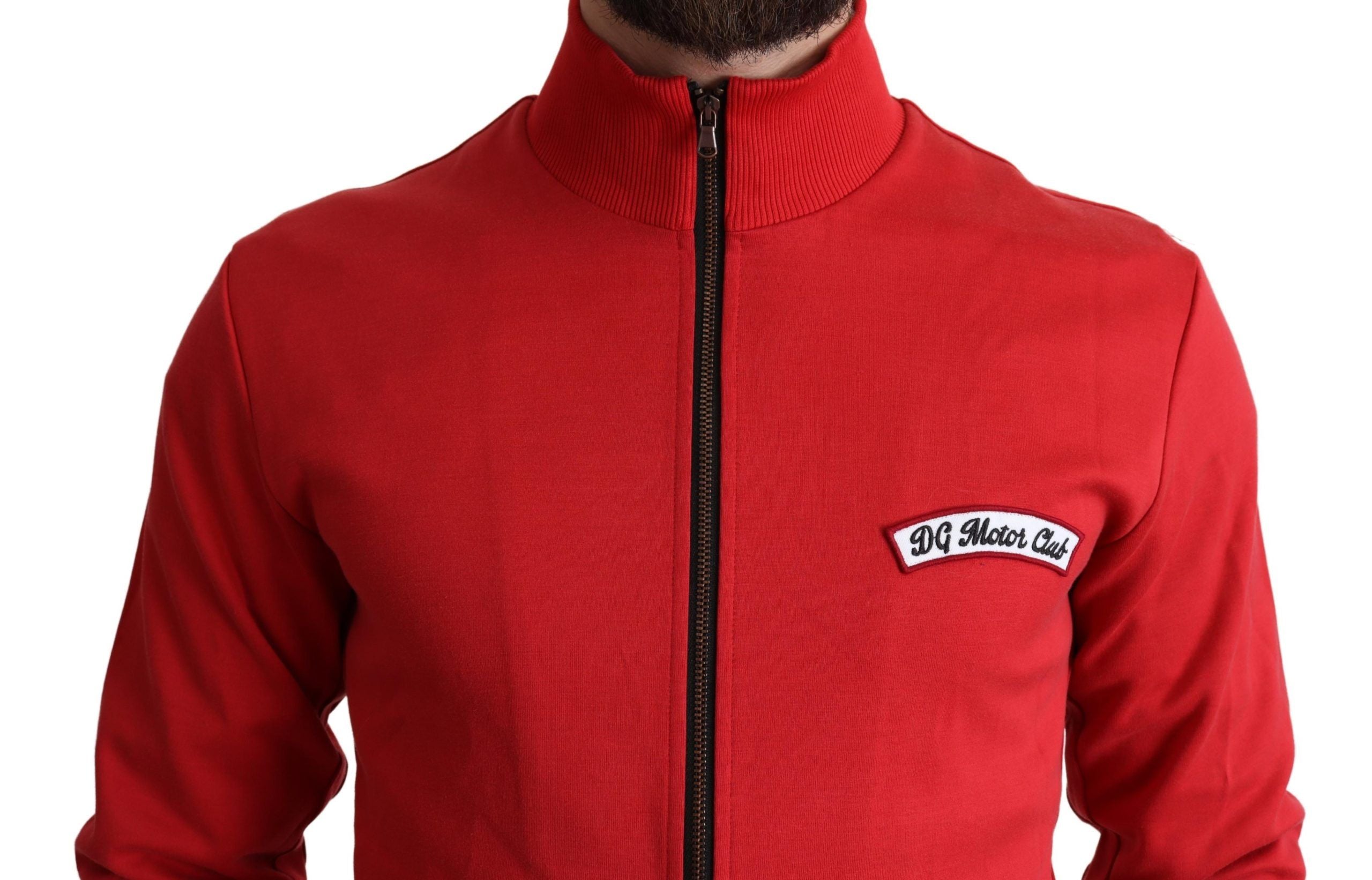 سترة كارديجان حمراء بسحاب من مجموعة DG Motor Club من Dolce & Gabbana