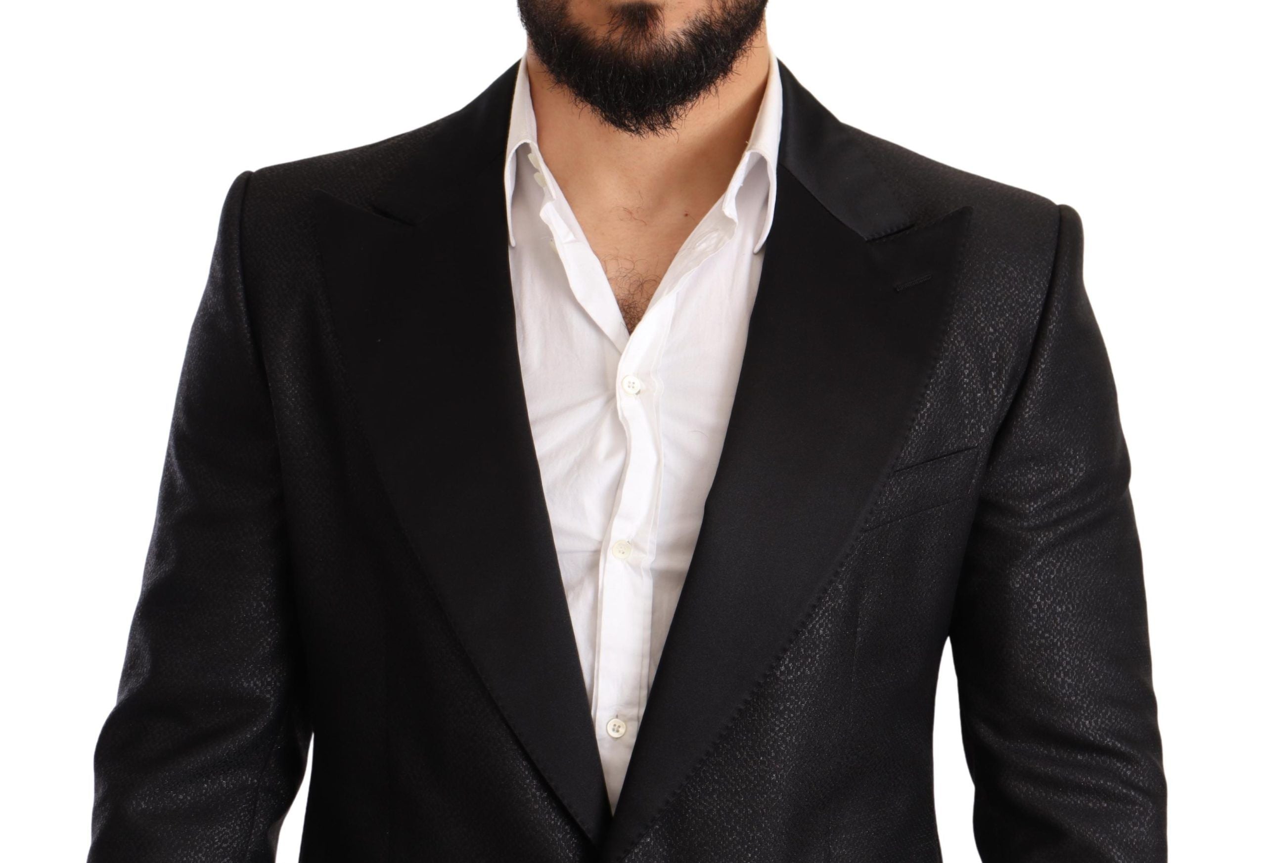 جاكيت توكسيدو أسود معدني ضيق من دولتشي آند غابانا