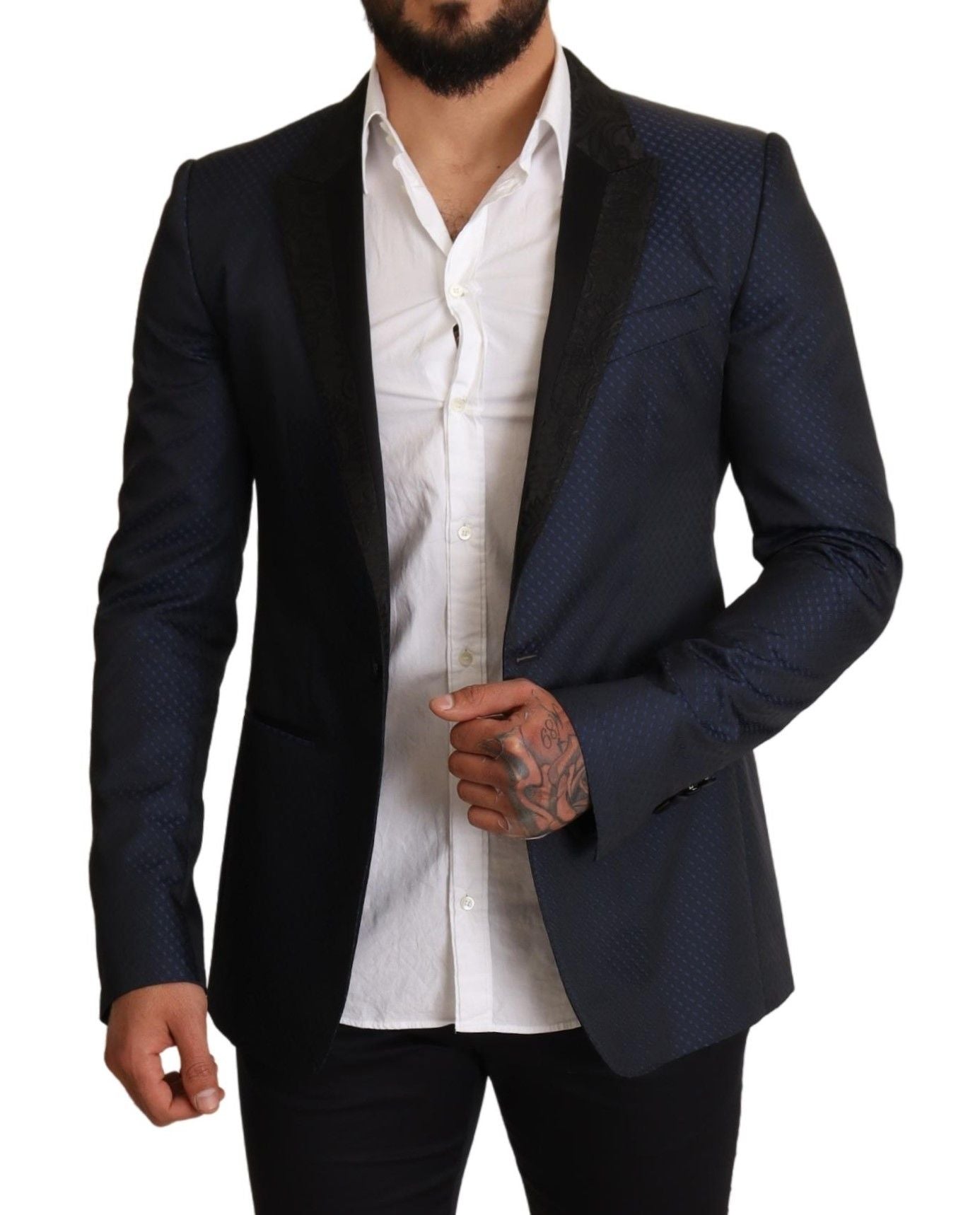 جاكيت بليزر مارتيني من دولتشي آند غابانا، أزرق، من الصوف، بتصميم Slim Fit