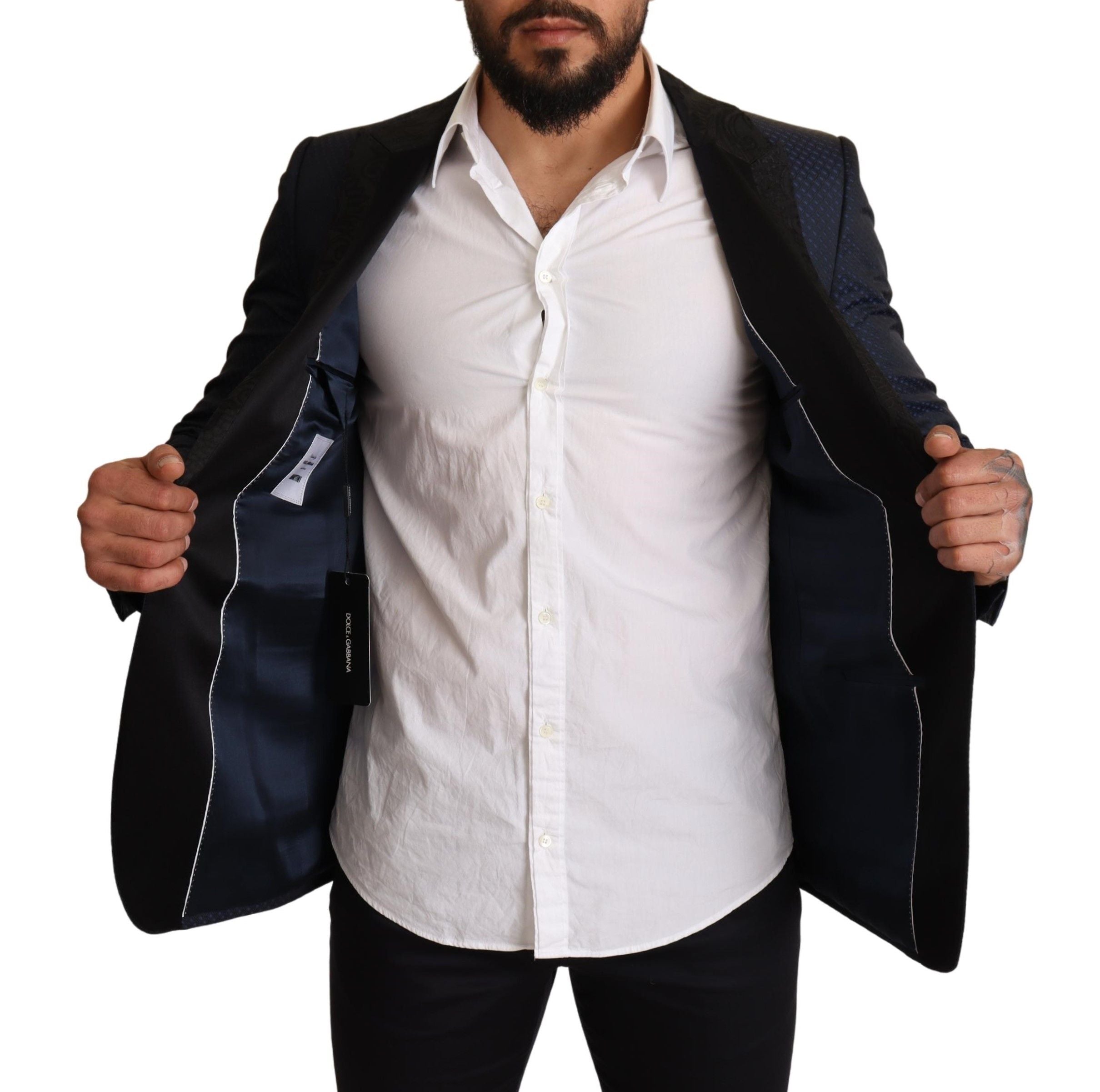 جاكيت بليزر مارتيني من دولتشي آند غابانا، أزرق، من الصوف، بتصميم Slim Fit