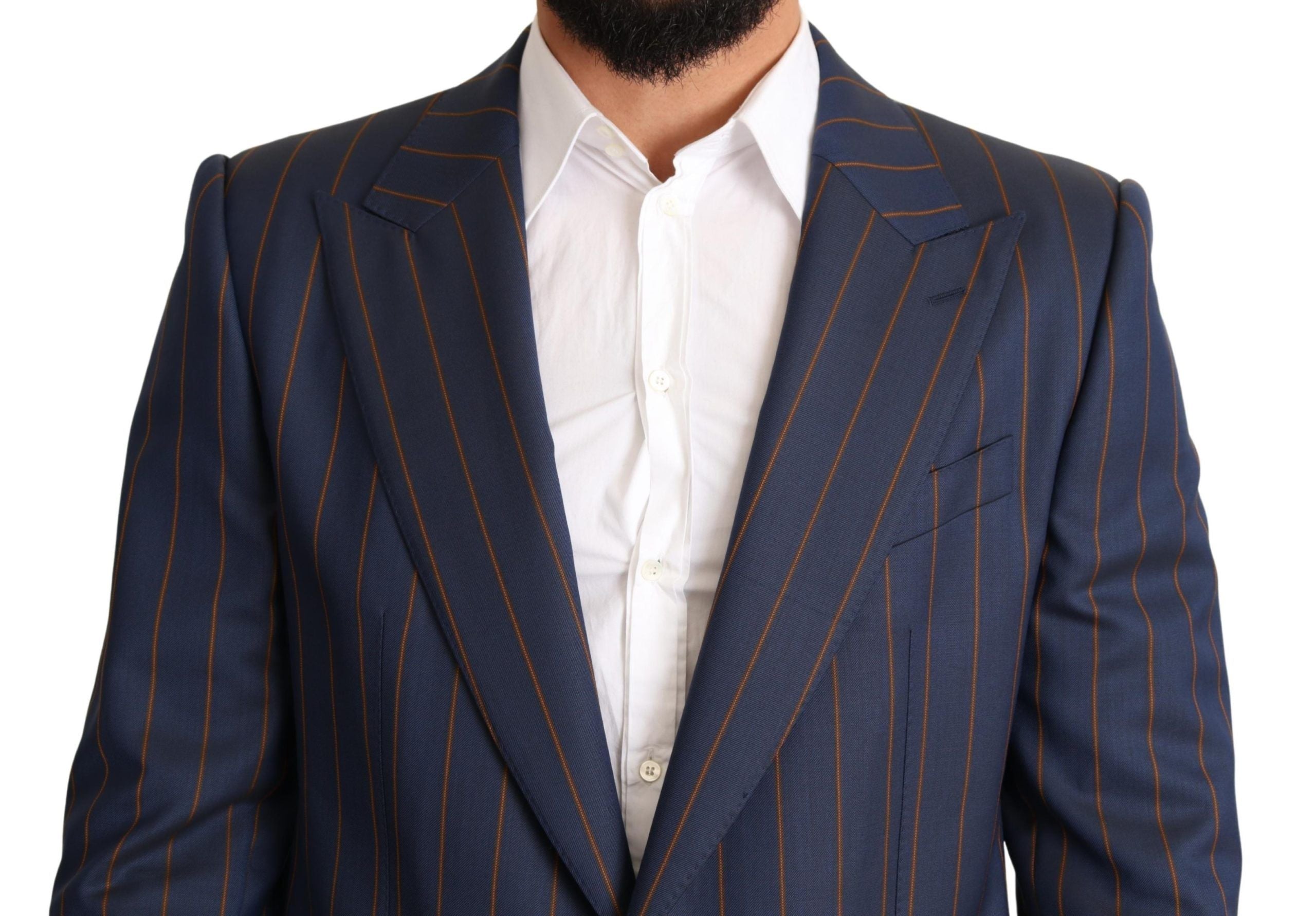 جاكيت بليزر صوف مخطط أزرق من دولتشي آند غابانا بقصّة Slim Fit