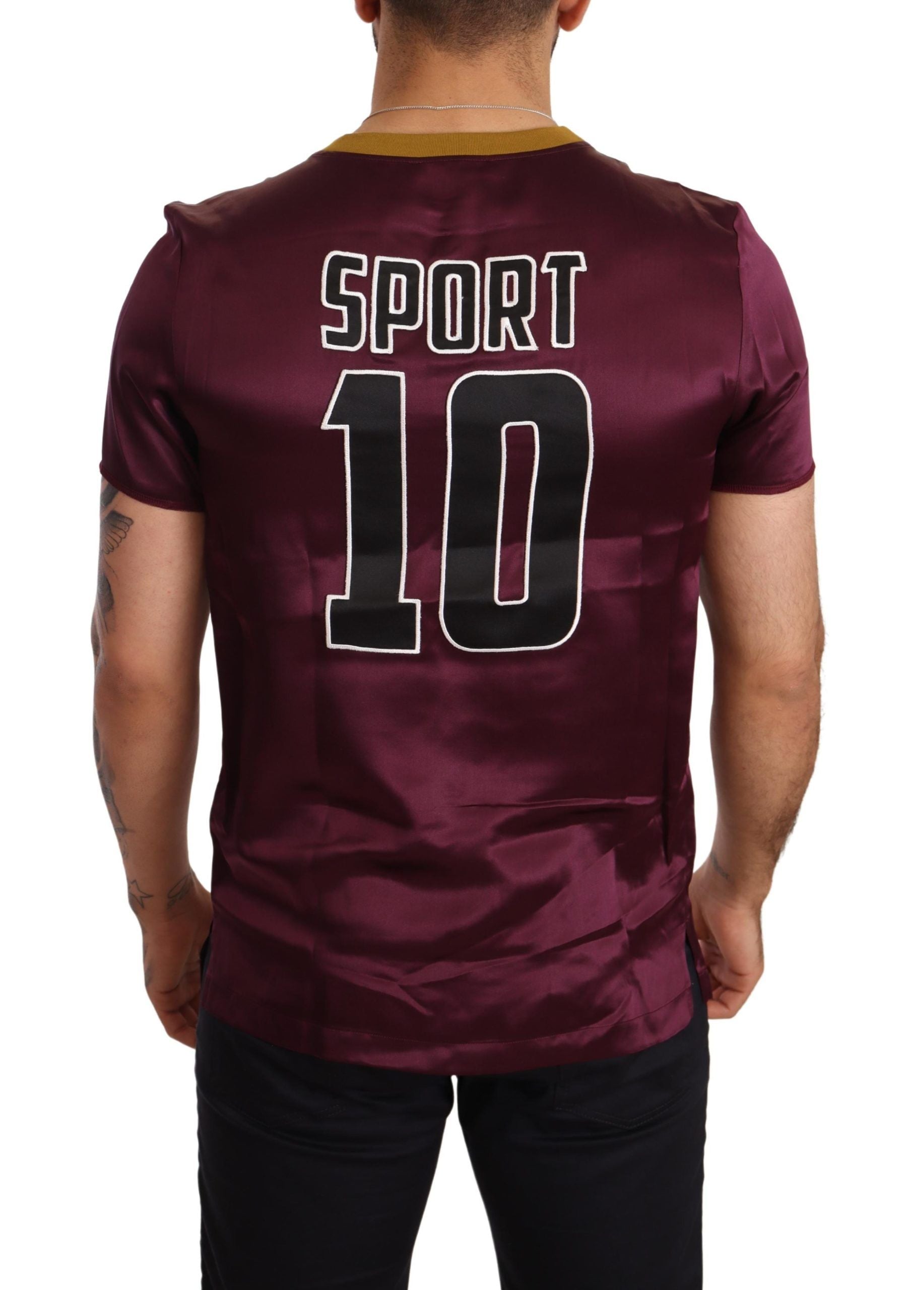 تي شيرت Dolce & Gabbana Purple Sport 10 مطرز بياقة دائرية