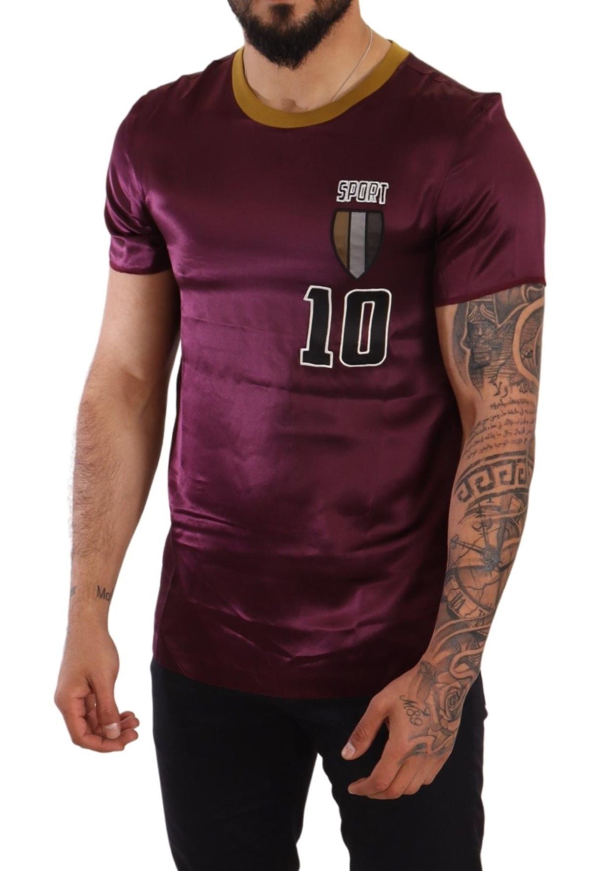 تي شيرت Dolce & Gabbana Purple Sport 10 مطرز بياقة دائرية