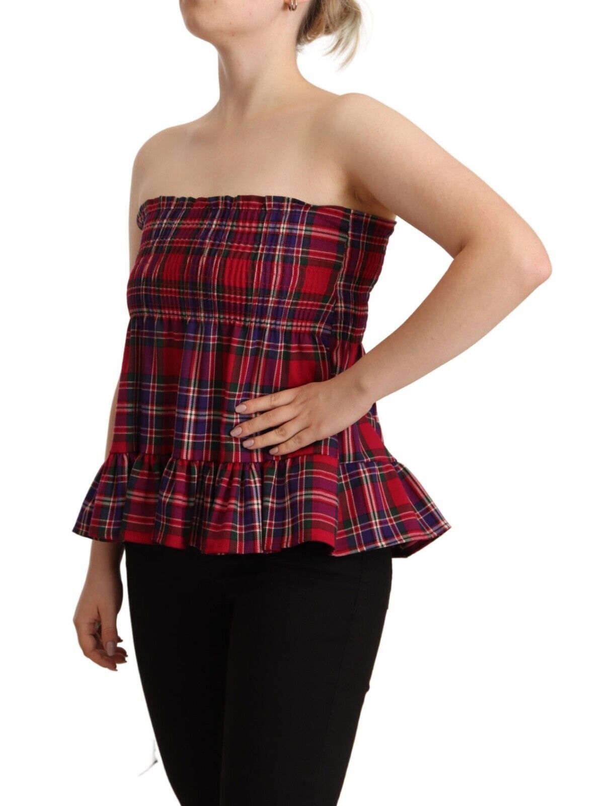 CAMPO DI FRAGOLE Multicolor Chekered Without Sleeves Tank Top