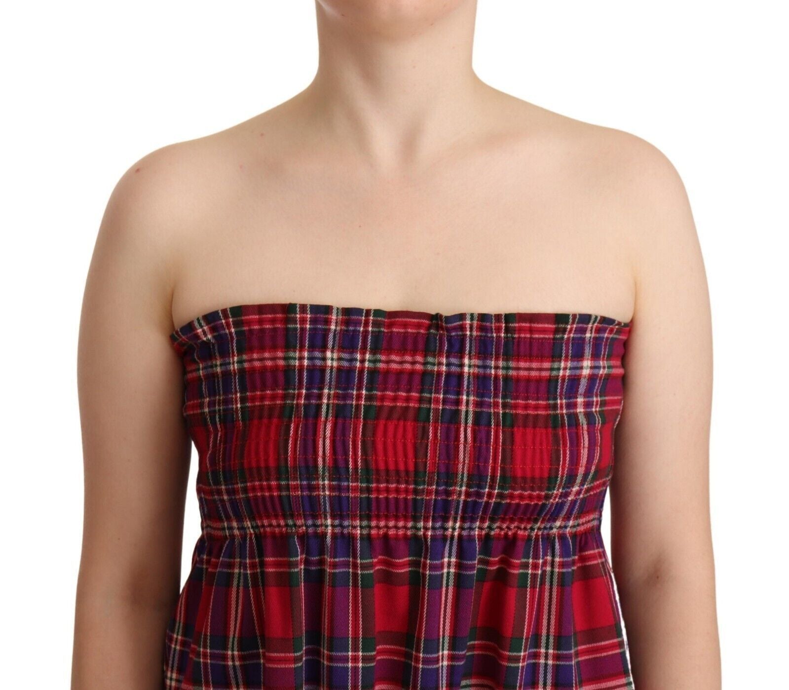 CAMPO DI FRAGOLE Multicolor Chekered Without Sleeves Tank Top