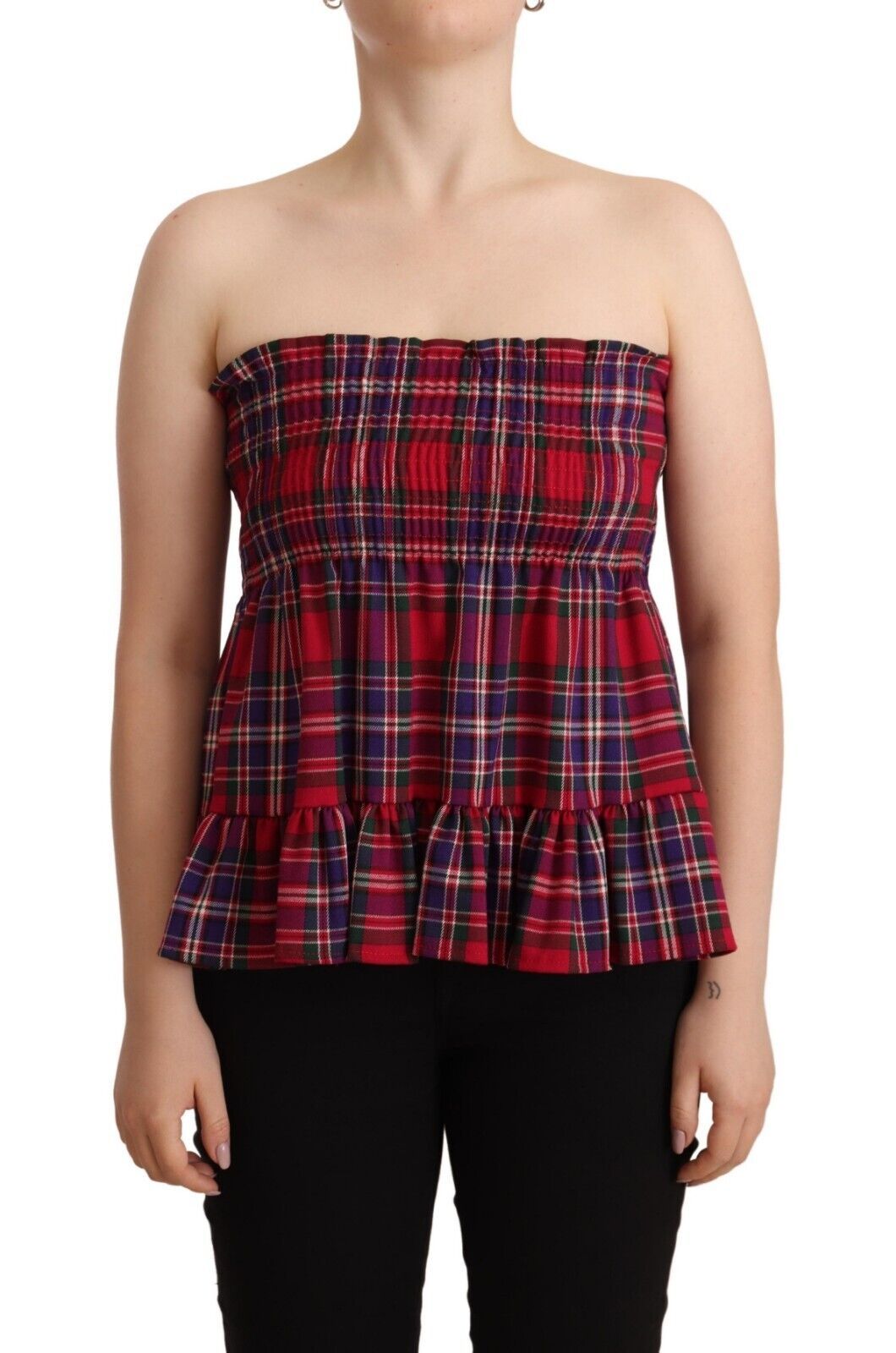 CAMPO DI FRAGOLE Multicolor Chekered Without Sleeves Tank Top