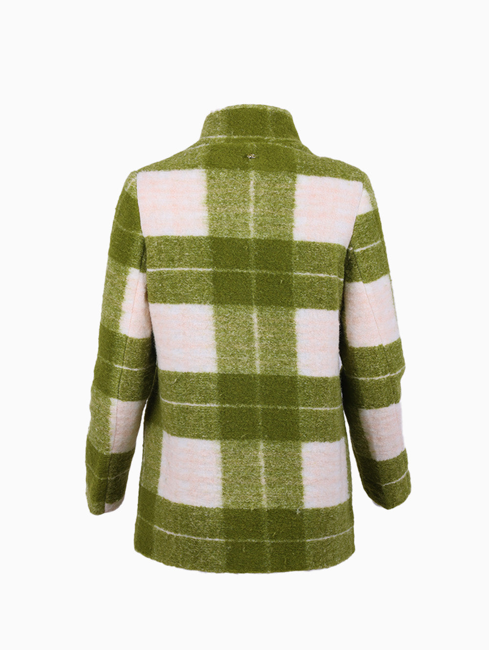 Siste’s Italian Checkered Coat – Back View in Green and Pink Plaid