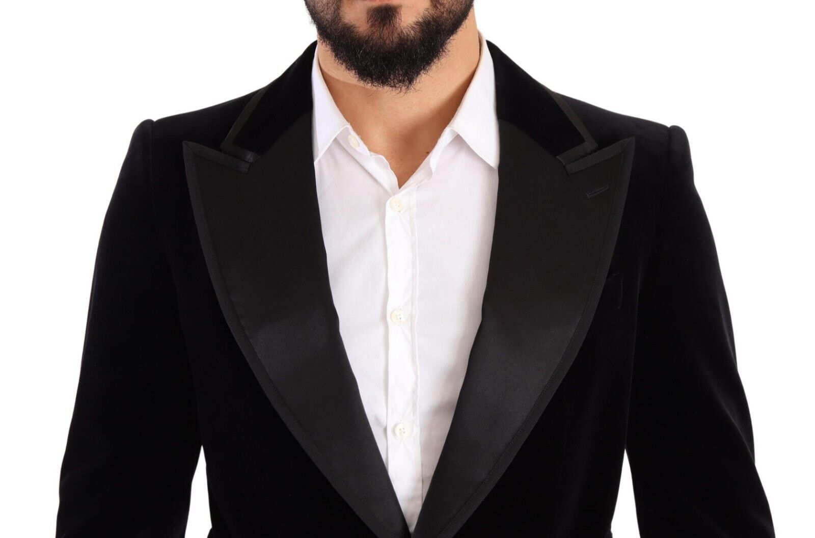 بليزر دولتشي آند غابانا المخملي الأسود ذو صف واحد من الأزرار
