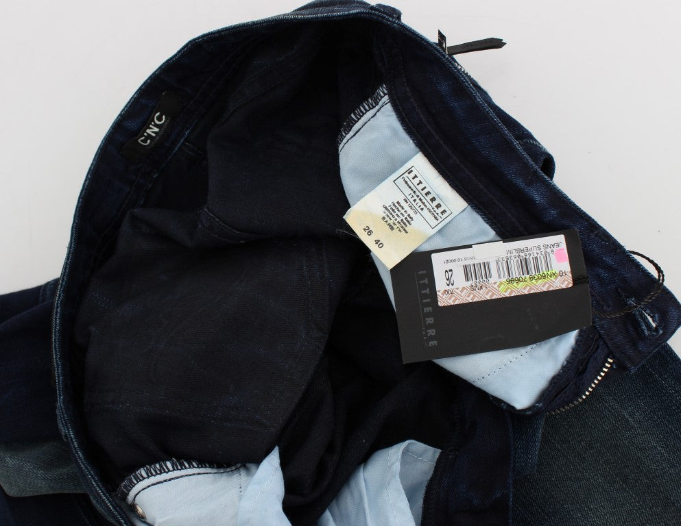 بنطلون جينز ضيق من القطن باللون الأزرق من كوستوم ناشيونال