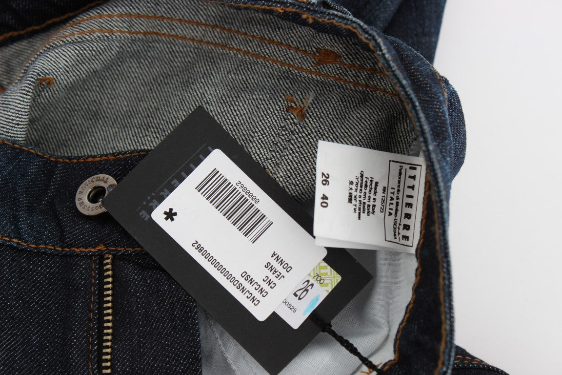 بنطلون جينز ضيق مطاطي من القطن باللون الأزرق الوطني من كوستوم ناشيونال