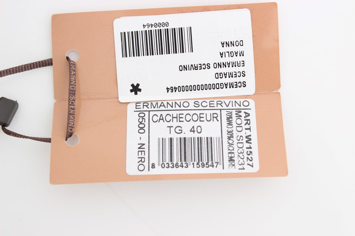 سترة صوفية من الكشمير باللون الأسود من إيرمانو شيرفينو