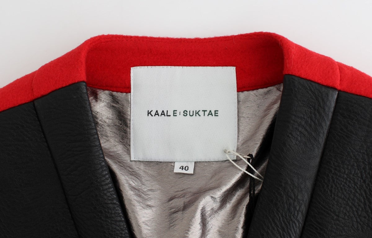 KAALE SUKTAE جاكيت بومبر أسود قصير مقصوص