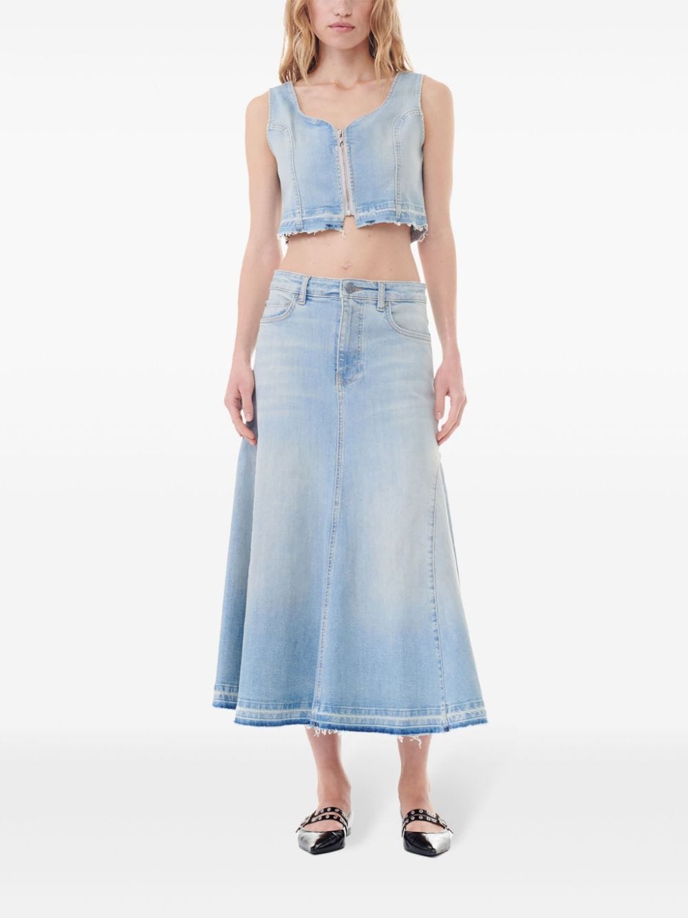 Ganni Ganni Flared denim skirt