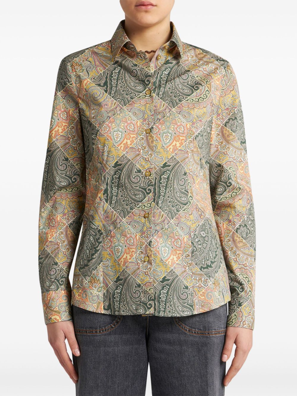 Etro Etro Patchwork-print poplin shirt