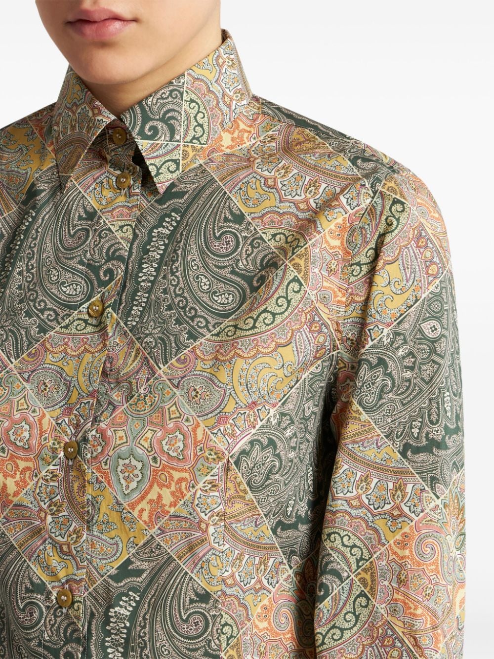 Etro Etro Patchwork-print poplin shirt